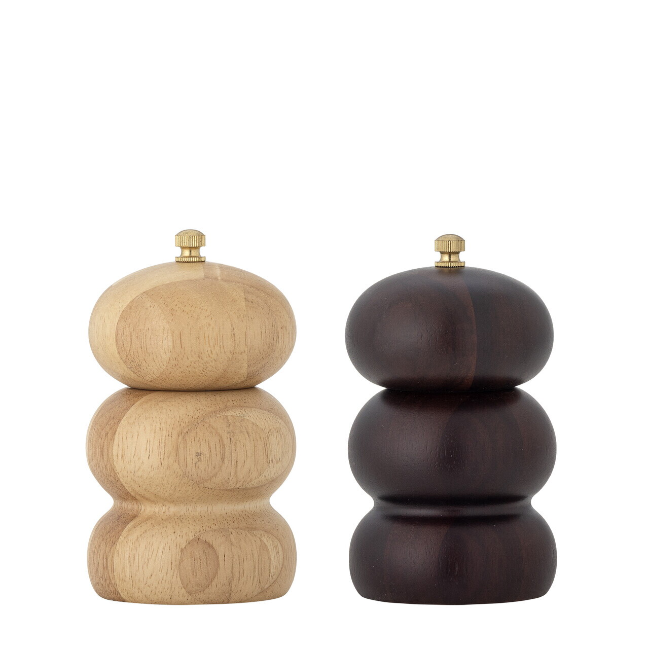 Set 2 rasnite sare si piper, Bloomingville, Marge, 7.5x13 cm, 55 ml, lemn de salcam, natural - imagine 4